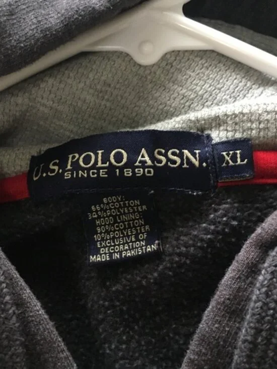 Men’s Dark Charcoal Full Zip Hoodie Sweatshirt men’s XL - US Polo Assn - Picture 5 of 7